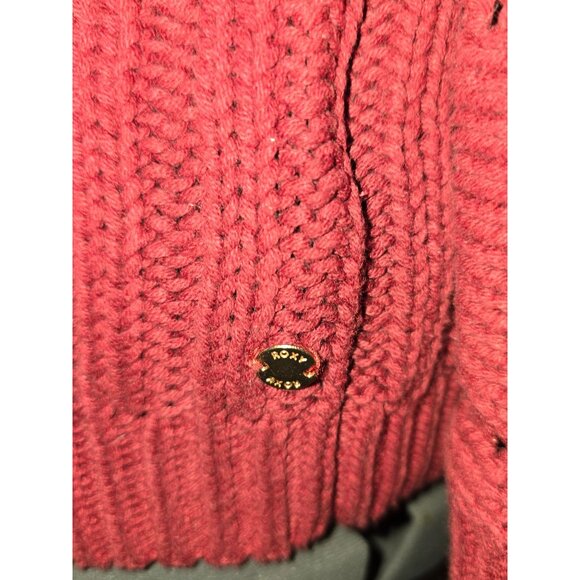 Roxy M/M Womens Paradise Maker Crew Cable Knit Sweater Red Cotton Blend - Picture 4 of 6